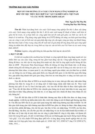 Một số ảnh hưởng của cuộc cách mạng công nghiệp 4.0 đối với việc thöc đẩy hợp tác vận tải biển giữa Việt Nam và các nước trong khối Asean