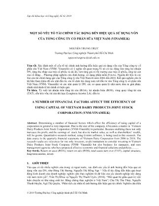 Một số yếu tố tài chính tác động đến hiệu quả sử dụng vốn của tổng công ty Cổ phần sữa Việt Nam (Vinamilk)