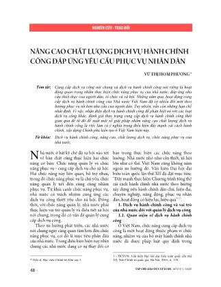 Nâng cao chất lượng dịch vụ hành chính công đáp ứng yêu cầu phục vụ nhân dân