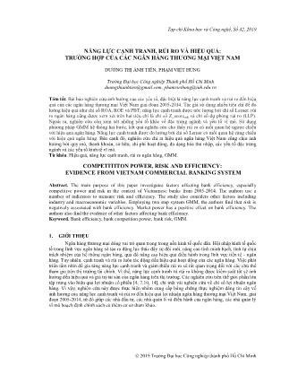 Năng lực cạnh tranh, rủi ro và hiệu quả: Trường hợp của các ngân hàng thương mại Việt Nam