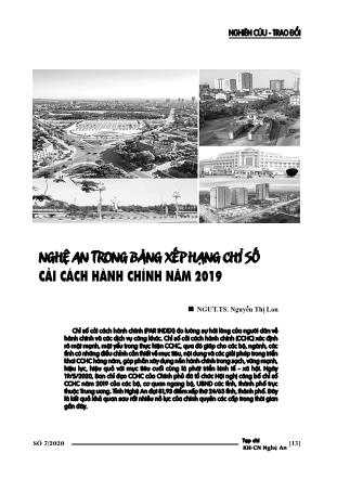 Nghệ An trong bảng xếp hạng chỉ số cải cách hành chính năm 2019