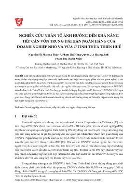 Nghiên cứu nhân tố ảnh hưởng đến khả năng tiếp cận vốn trung dài hạn ngân hàng của doanh nghiệp nhỏ và vừa ở tỉnh Thừa Thiên Huế