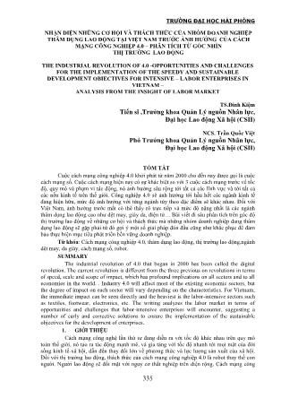 Nhận diện những cơ hội và thách thức của nhóm doanh nghiệp thâm dụng lao động tại Việt Nam trước ảnh hưởng của cách mạng công nghiệp 4.0 – phân tích từ góc nhìn thị trường lao động