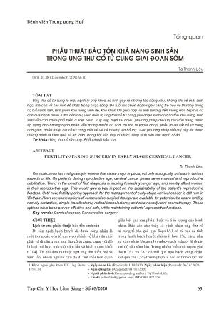 Phẫu thuật bảo tồn khả năng sinh sản trong ung thư cổ tử cung giai đoạn sớm