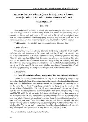 Quan điểm của đảng cộng sản Việt Nam về nông nghiệp, nông dân, nông thôn thời kỳ đổi mới