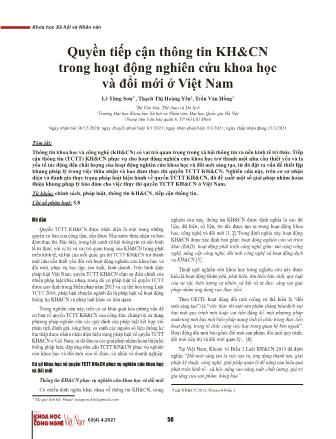 Quyền tiếp cận thông tin khoa học công nghệ trong hoạt động nghiên cứu khoa học và đổi mới ở Việt Nam