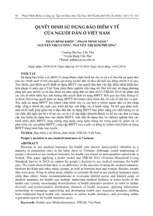 Quyết định sử dụng bảo hiểm y tế của người dân ở Việt Nam