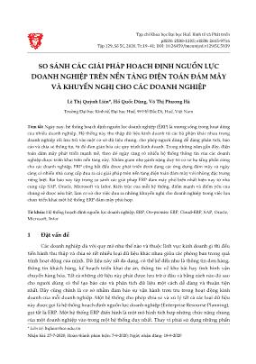 So sánh các giải pháp hoạch định nguồn lực doanh nghiệp trên nền tảng điện toán đám mây và khuyến nghị cho các doanh nghiệp