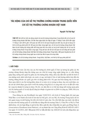 Tác động của chỉ số thị trường chứng khoán Trung Quốc đến chỉ số thị trường chứng khoán Việt Nam