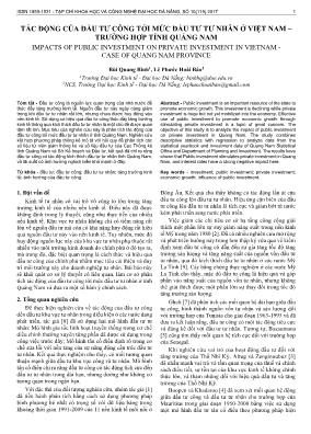 Tác động của đầu tư công tới mức đầu tư tư nhân ở Việt Nam – trường hợp tỉnh Quảng Nam