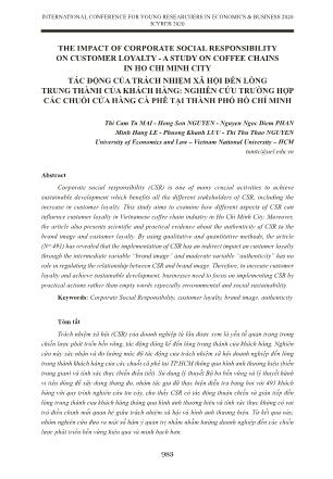 Tác động của trách nhiệm xã hội đến lòng trung thành của khách hàng: Nghiên cứu trường hợp các chuỗi cửa hàng cà phê tại thành phố Hồ Chí Minh