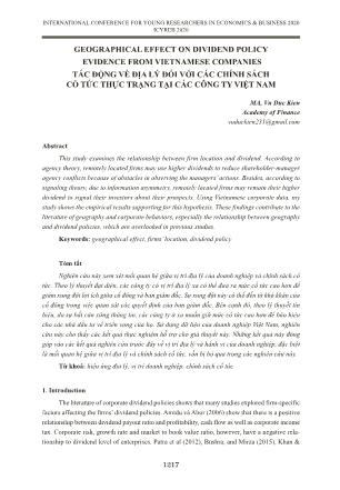 Tác động về địa lý đối với các chính sách cổ tức thực trạng tại các công ty Việt Nam