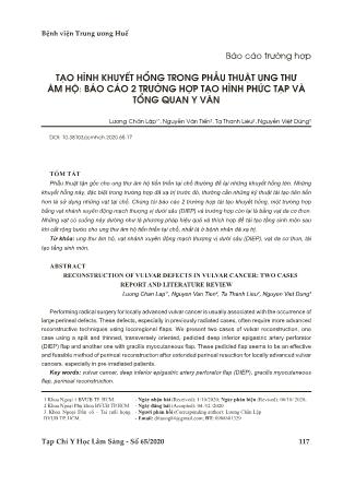 Tạo hình khuyết hổng trong phẫu thuật ung thư âm hộ: Báo cáo 2 trường hợp tạo hình phức tạp và tổng quan y văn