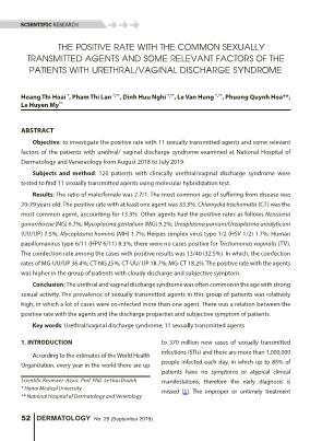 The positive rate with the common sexually transmitted agents and some relevant factors of the patients with urethral/vaginal discharge syndrome