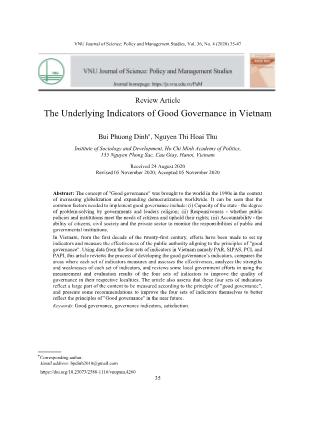 The underlying indicators of good governance in Viet Nam