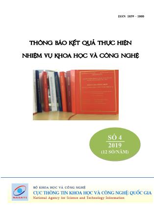 Thông báo kết quả thực hiện nhiệm vụ khoa học và công nghệ - Số 4 - Năm 2019