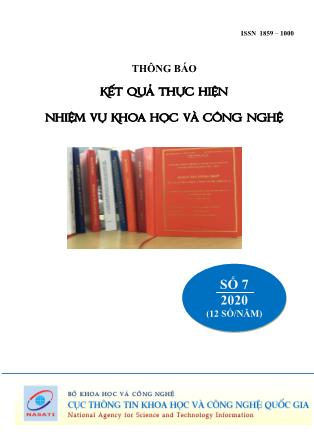 Thông báo kết quả thực hiện nhiệm vụ khoa học và công nghệ - Số 7 - Năm 2020