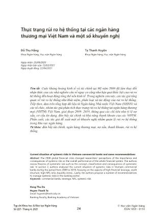 Thực trạng rủi ro hệ thống tại các ngân hàng thương mại Việt Nam và một số khuyến nghị