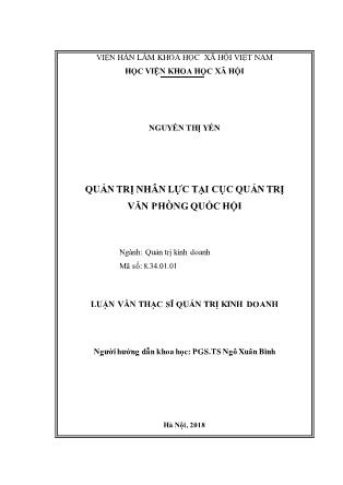 Tóm tắt Luận văn Quản trị nhân lực tại cục quản trị văn phòng quốc hội