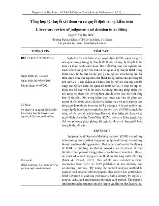 Tổng hợp lý thuyết xét đoán và ra quyết định trong kiểm toán