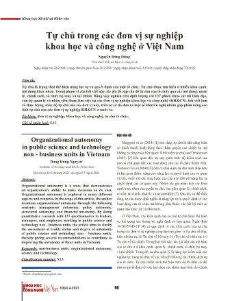 Tự chủ trong các đơn vị sự nghiệp khoa học và công nghệ ở Việt Nam