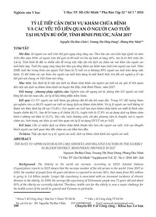 Tỷ lệ tiếp cận dịch vụ khám chữa bệnh và các yếu tố liên quan ở người cao tuổi tại huyện Bù Đốp, tỉnh Bình Phước, năm 2017