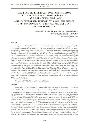 Ứng dụng mô hình Smart đánh giá tác động của Evfta đến hoạt động xuất khẩu hàng dệt may của Việt Nam