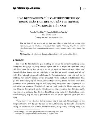 Ứng dụng nghiên cứu cấu trúc phụ thuộc trong phân tích rủi ro trên thị trường chứng khoán Việt Nam