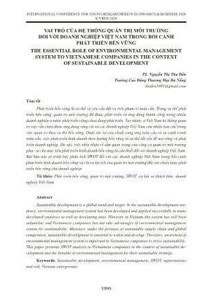 Vai trò của hệ thống quản trị môi trường đối với doanh nghiệp Việt Nam trong bối cảnh phát triển bền vững