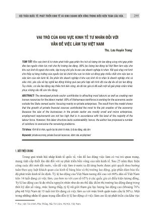 Vai trò của khu vực kinh tế tư nhân đối với vấn đề việc làm tại Việt Nam