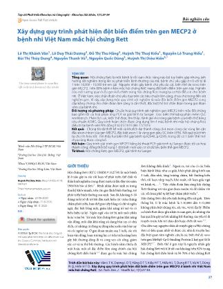 Xây dựng quy trình phát hiện đột biến điểm trên gen MECP2 ở bệnh nhi Việt Nam mắc hội chứng Rett
