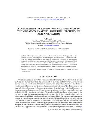 A comprehensive review on dual approach to the vibration analysis: some dual techniques and application