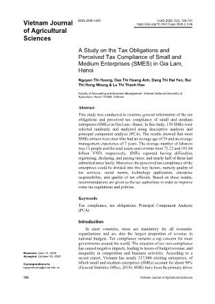 A study on the tax obligations and perceived tax compliance of small and medium enterprises (smes) in Gia Lam, Ha Noi