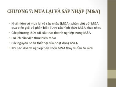 Bài giảng Đầu tư quốc tế - Chương 7: Tác động của FDI đối với nước đầu tư Bài giảng Đầu tư quốc tế - Chương 6: Chiến lược đầu tư nước ngoài của MNCs - Huỳnh Thị Thúy Giang Bài giảng Đầu tư quốc tế - Chương 7: Mua lại và sáp nhập - Phạm Thành Hiền Thục