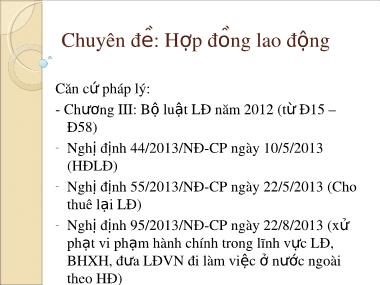 Bài giảng Hợp đồng lao động