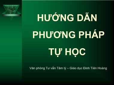 Bài giảng Hướng dẫn phương pháp tự học