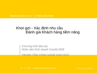 Bài giảng Khơi gợi. Xác định nhu cầu đánh giá khách hàng tiềm năng