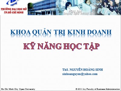 Bài giảng Kỹ năng học tập