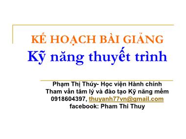 Bài giảng Kỹ năng thuyết trình