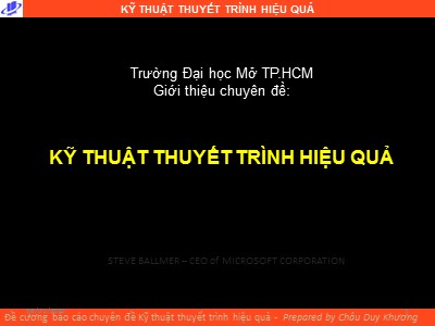 Bài giảng Kỹ thuật thuyết trình hiệu quả