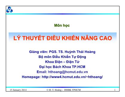 Bài giảng Lý thuyết điều khiển nâng cao - Chương 2: Điều khiển phi tuyến - Huỳnh Thái Hoàng