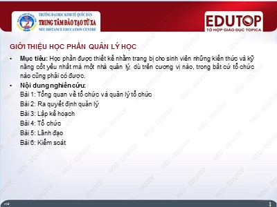 Bài giảng Quản lí - Bài 1: Tổng quan về tổ chức và quản lý tổ chức - Phan Kim Chiến