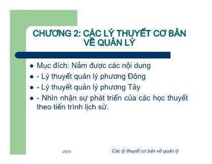 Bài giảng Quản lý - Chương 2: Các lý thuyết cơ bản về quản lý