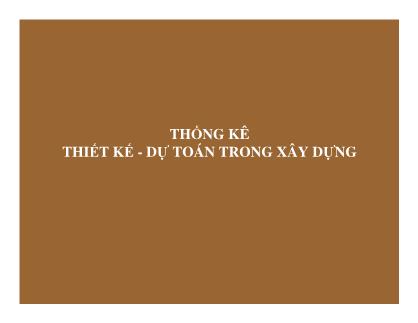 Bài giảng Thống kê đầu tư và xây dựng - Chương 5: Thống kê thiết kế dự toán trong xây dựng