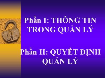 Bài giảng Thông tin trong quản lý