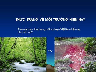 Bài giảng Thực trạng về môi trường hiện nay