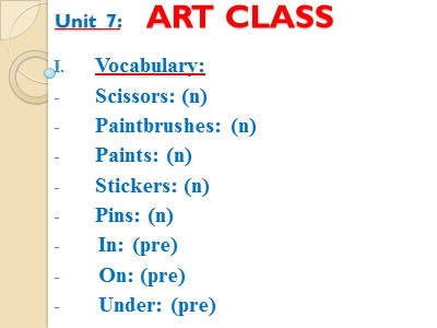 Bài giảng Tiếng Anh Lớp 2 - Unit 7: Art class