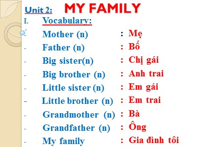 Bài giảng Tiếng Anh Lớp 4 - Unit 2: My family