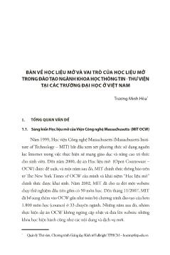 Bàn về học liệu mở và vai trò của học liệu mở trong đào tạo ngành khoa học thông tin - Thư viện tại các trường Đại học ở Việt Nam