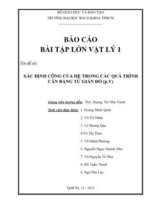 Báo cáo Xác định công của hệ trong các quá trình cân bằng từ giản đồ (p,V)